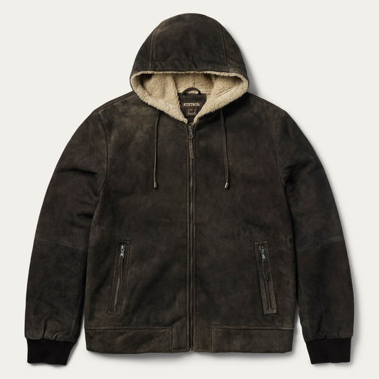 Brown Suede Hooded Jacket / Stetson