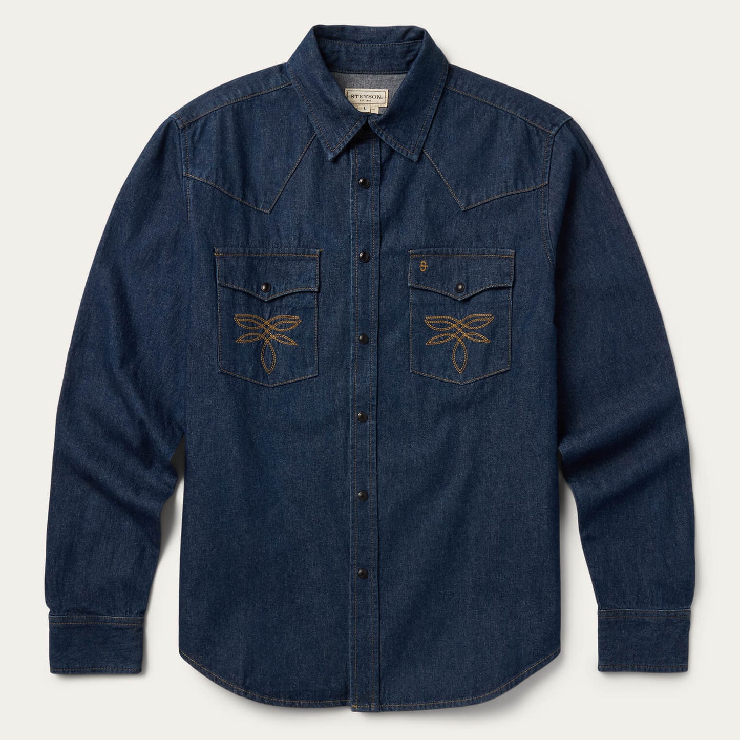 Blue Boot Stitch Raw Denim Shirt / Stetson