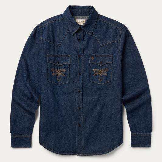 Blue Boot Stitch Raw Denim Shirt / Stetson