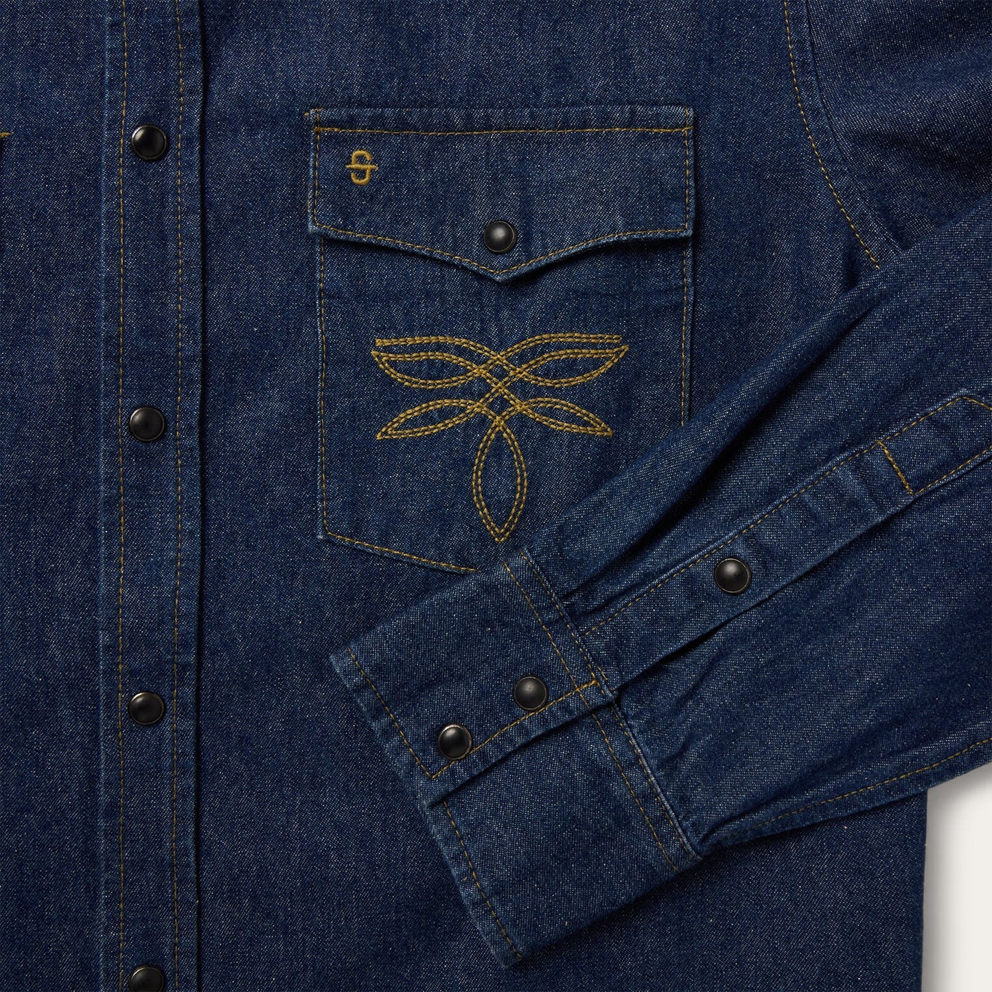 Blue Boot Stitch Raw Denim Shirt / Stetson