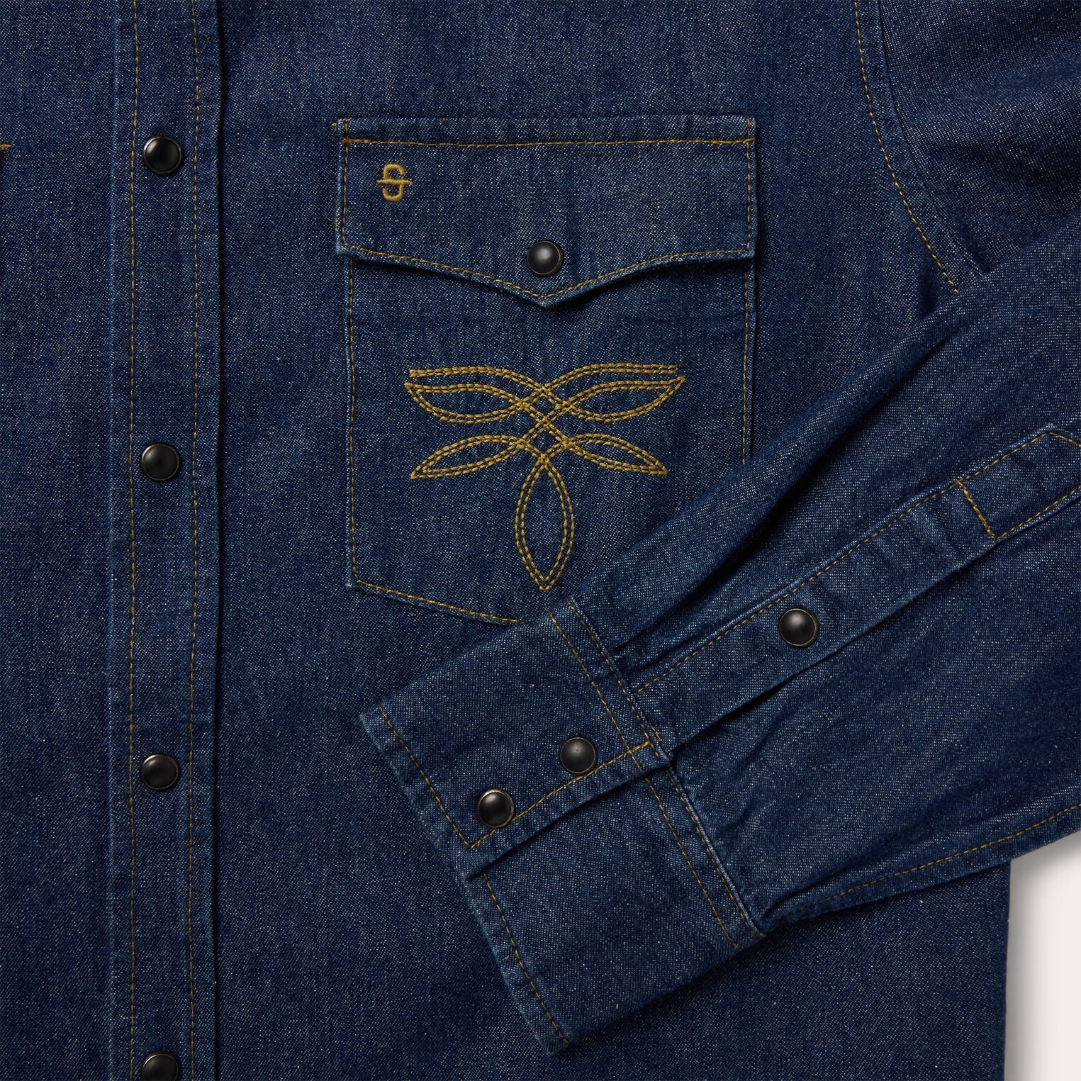 Blue Boot Stitch Raw Denim Shirt / Stetson