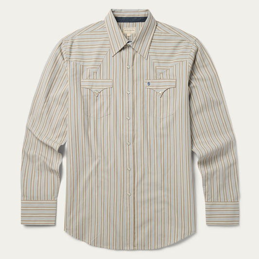 Brown Ticking Stripe Western Shirt / Stetson
