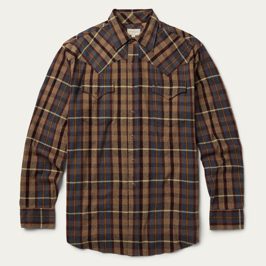 Brown Brushed Flannel Western Shirt / Stetson