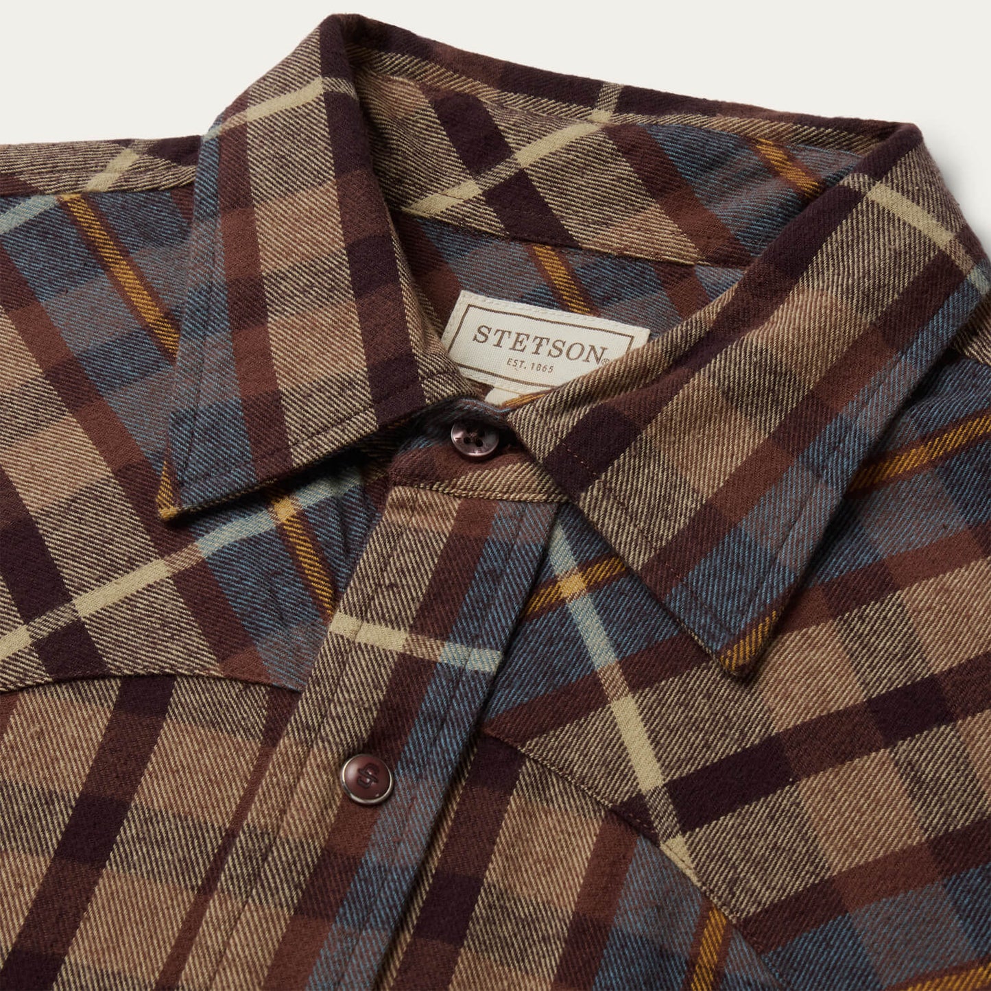 Brown Brushed Flannel Western Shirt / Stetson