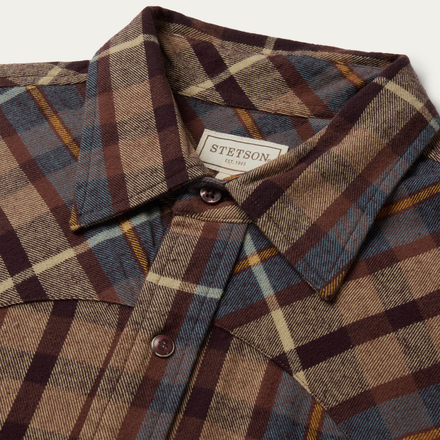 Brown Brushed Flannel Western Shirt / Stetson
