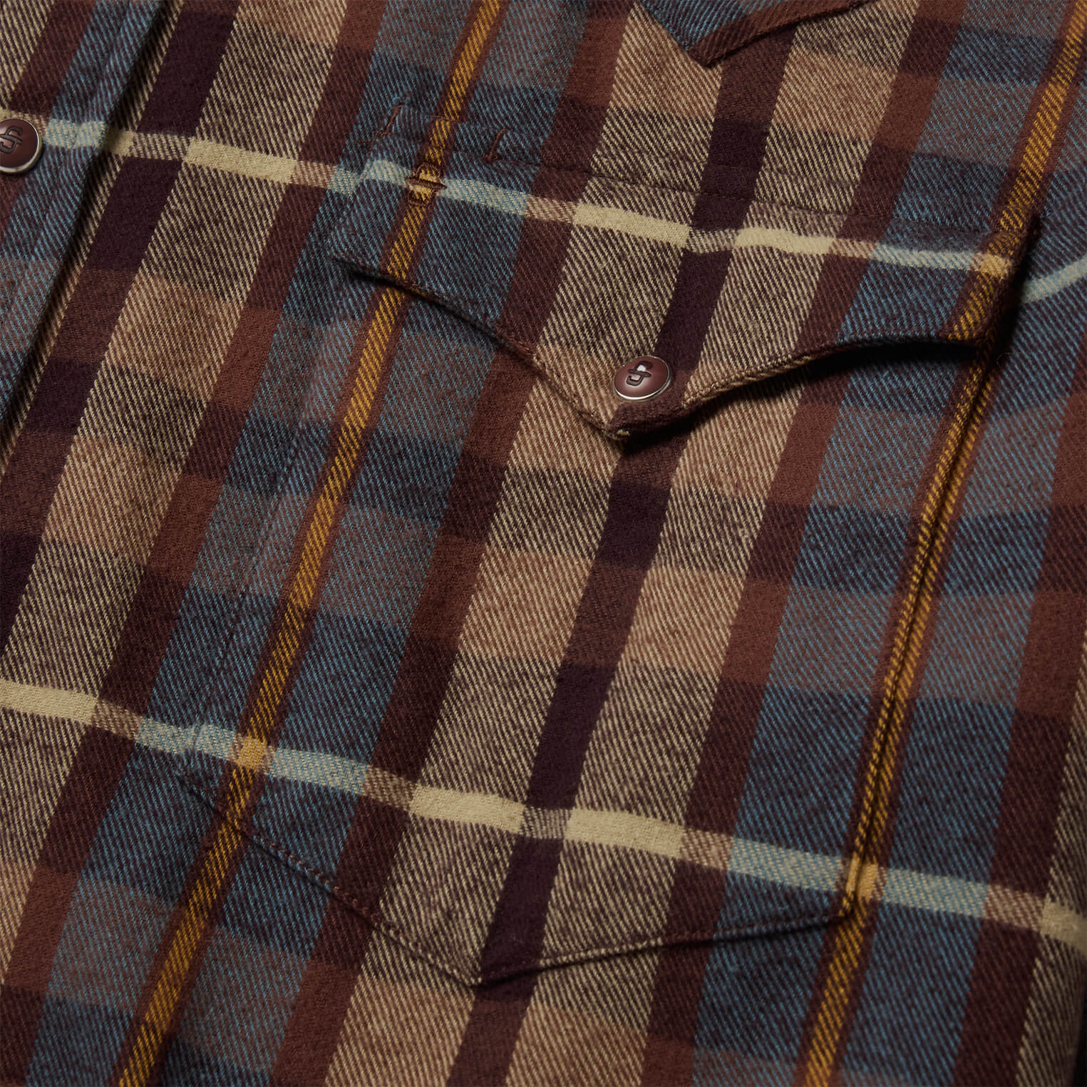 Brown Brushed Flannel Western Shirt / Stetson