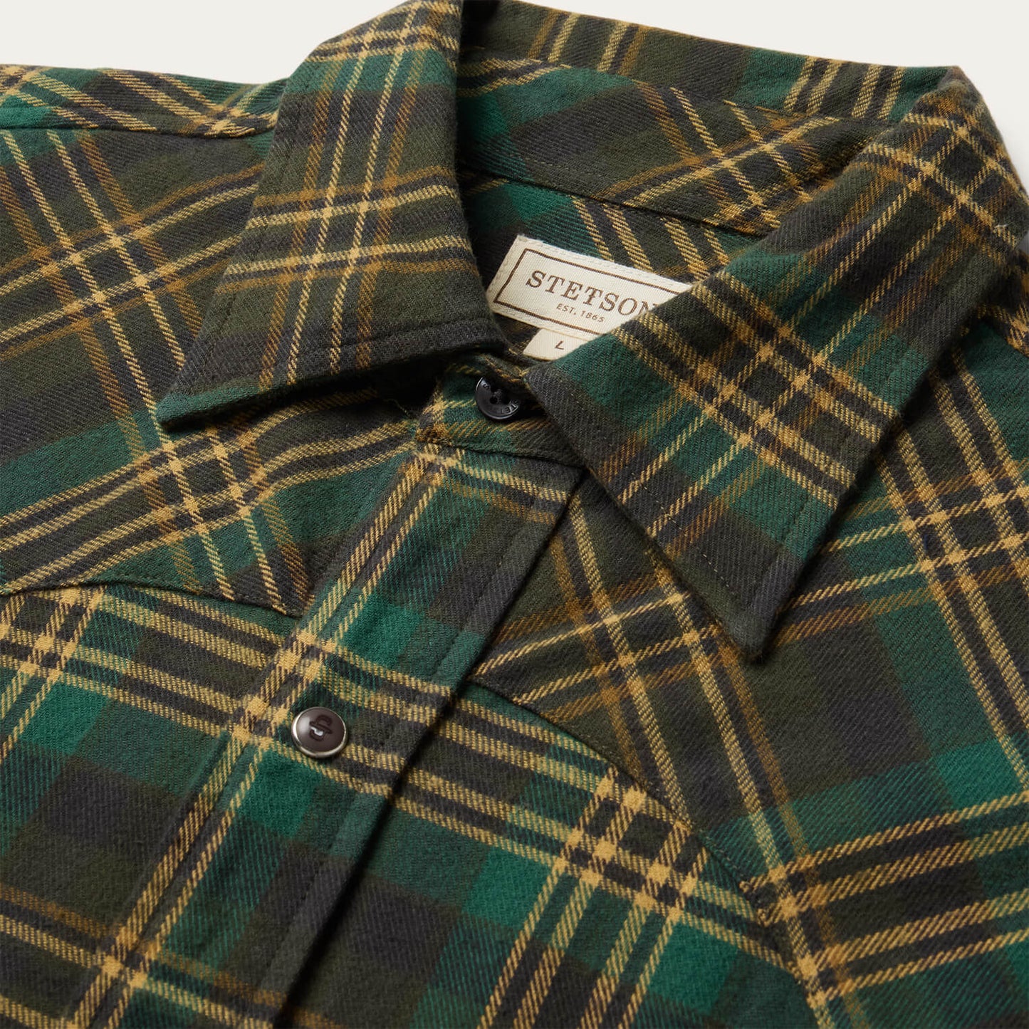 Green Brushed Flannel Western Shirt / Stetson