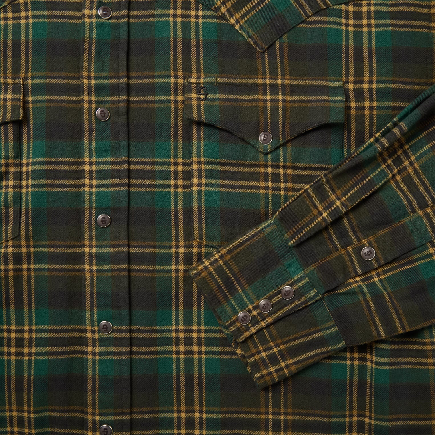 Green Brushed Flannel Western Shirt / Stetson