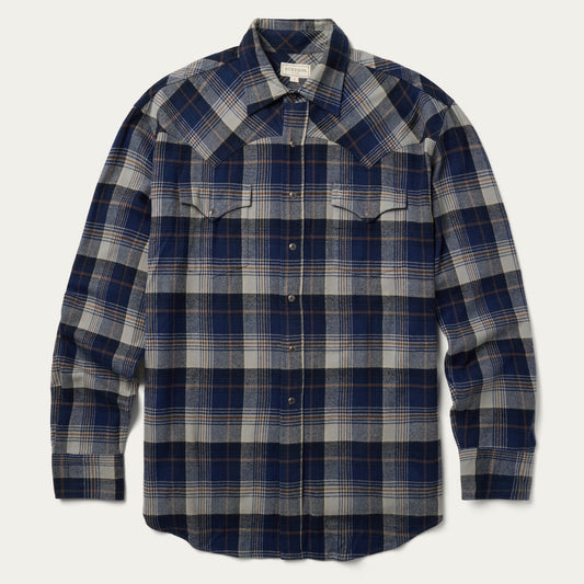 Blue Brushed Flannel Western Shirt / Stetson
