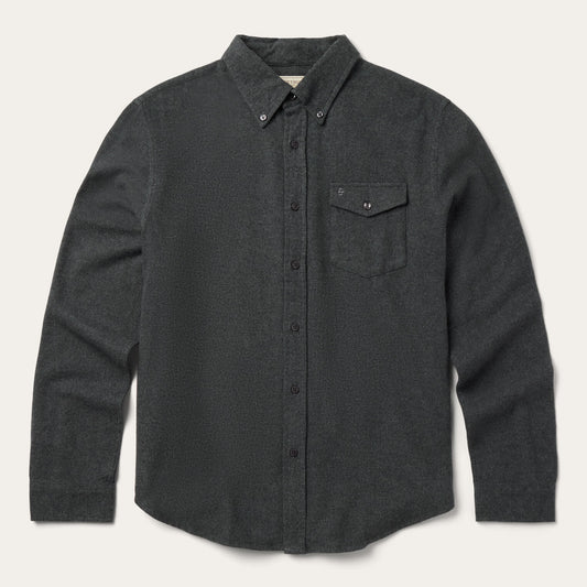 Grey Heathered Flannel Button-Down Shirt / Stetson