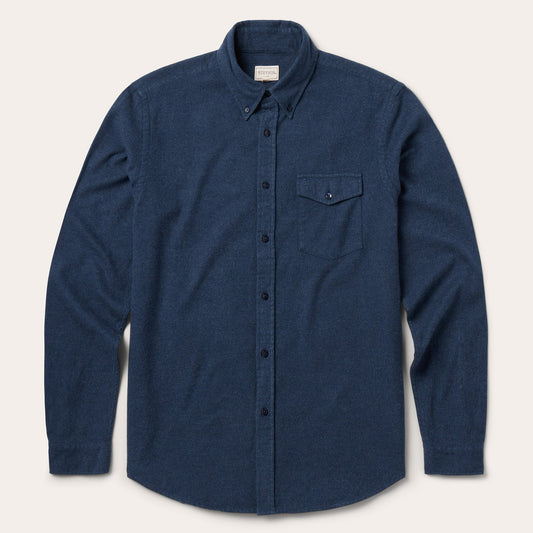 Blue Heathered Flannel Button-Down Shirt / Stetson