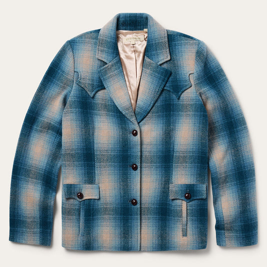 Navy Wool Plaid Western Blazer / Stetson