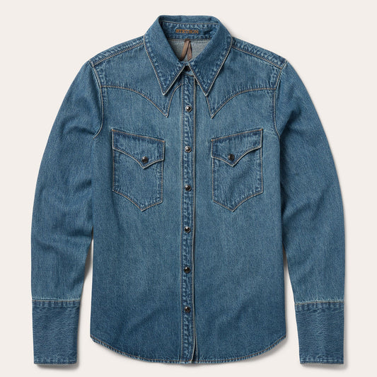 Blue Chocolate Snap Western Denim Shirt / Stetson