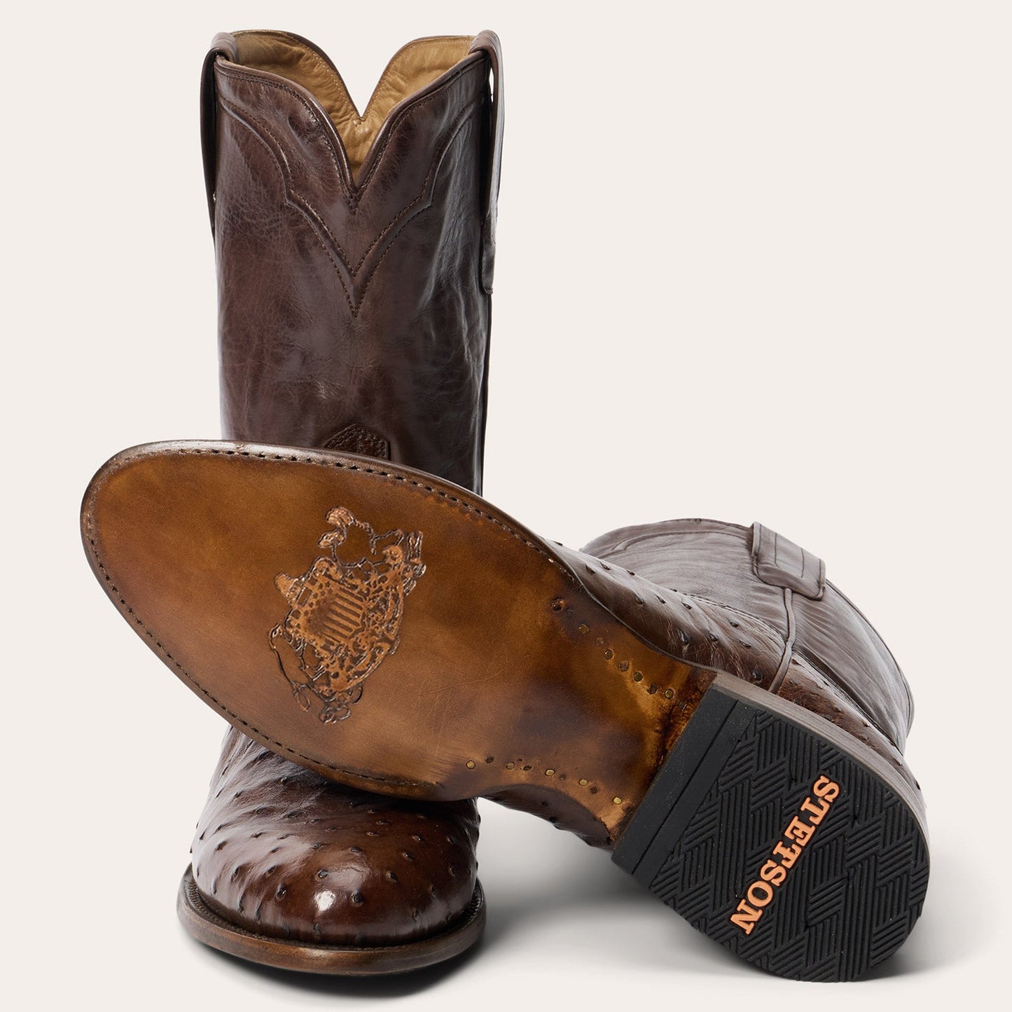 Tobacco Austin Ostrich Roper Boots / Stetson