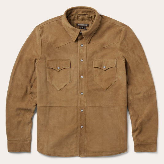 Brown Suede Leather Shirt Jacket / Stetson