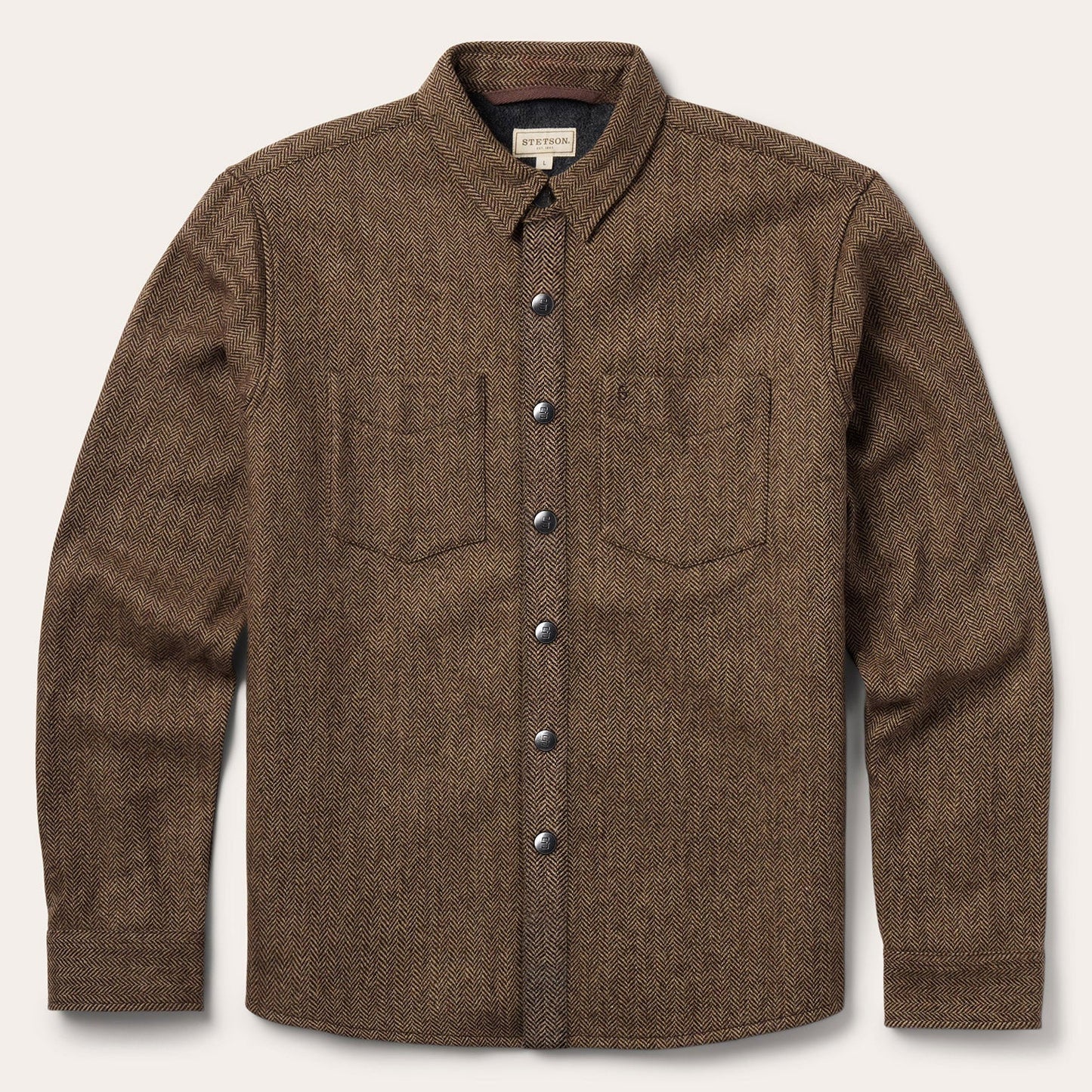Brown Herringbone Shirt Jacket / Stetson