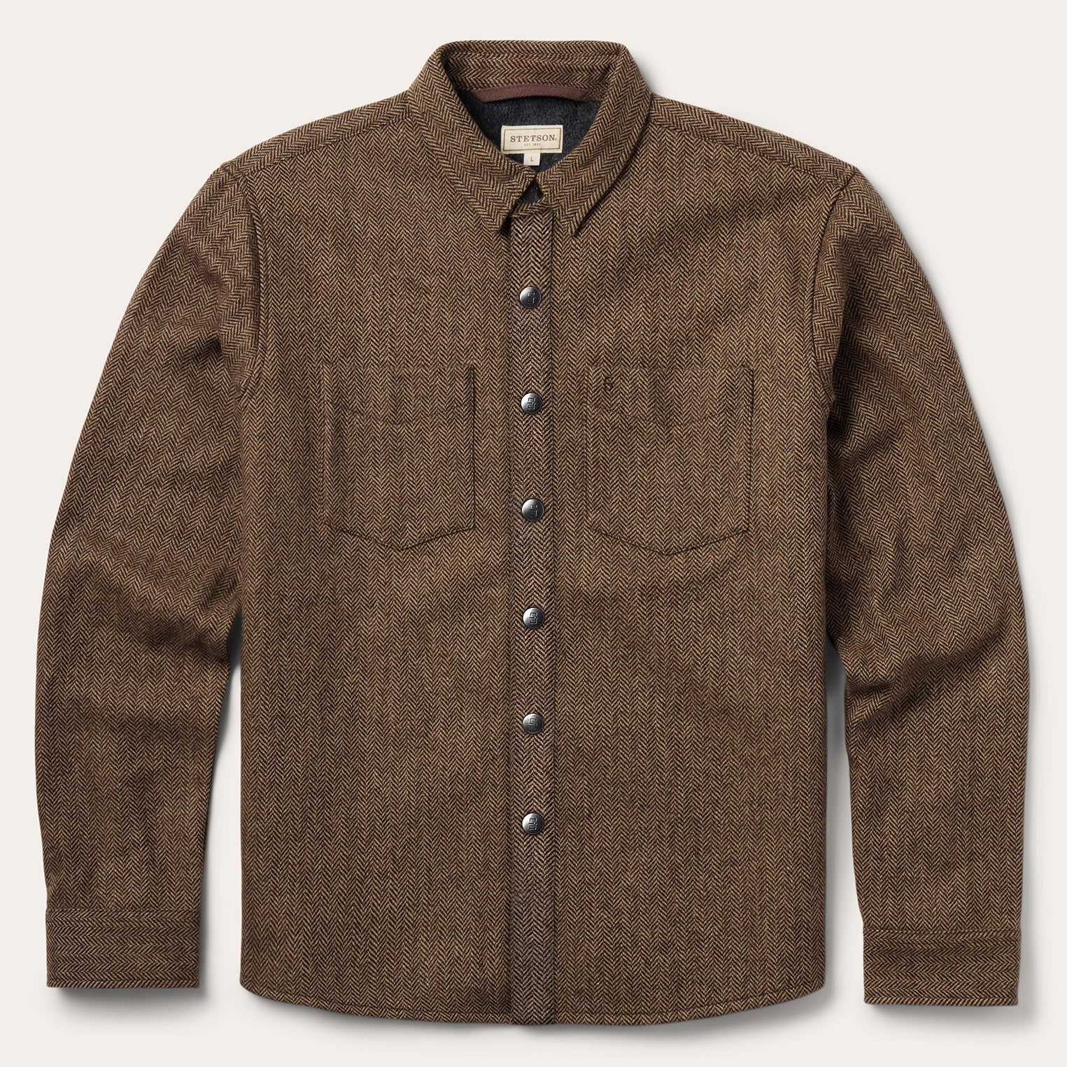 Brown Herringbone Shirt Jacket / Stetson