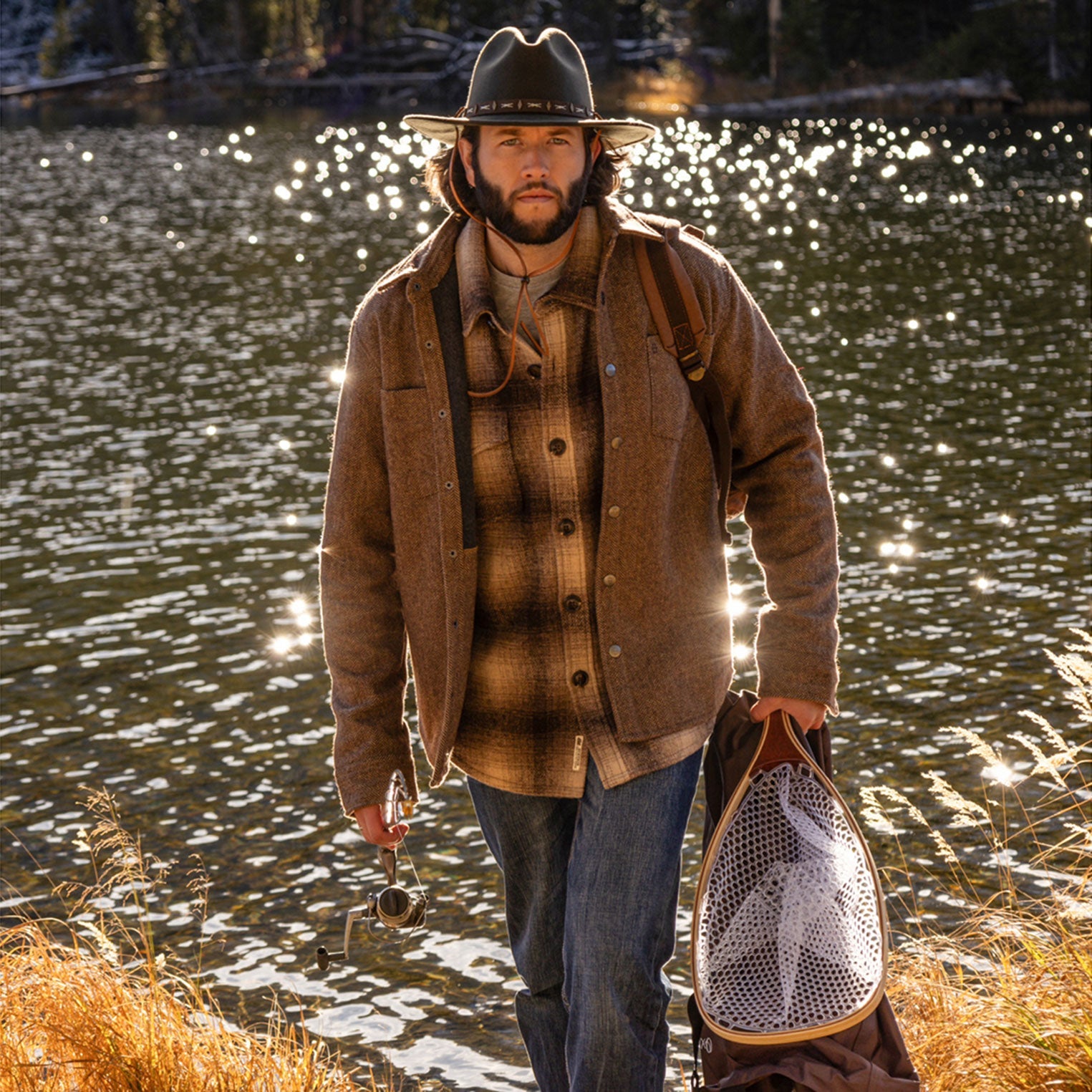 Brown Herringbone Shirt Jacket / Stetson
