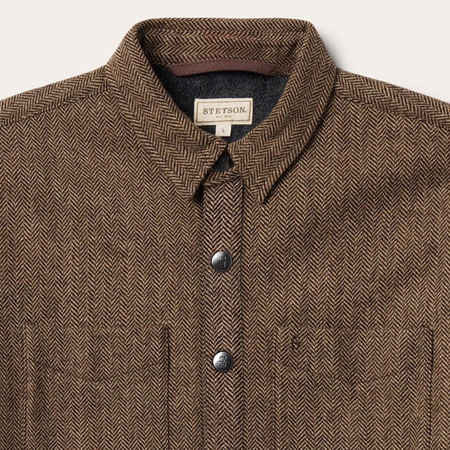 Brown Herringbone Shirt Jacket / Stetson