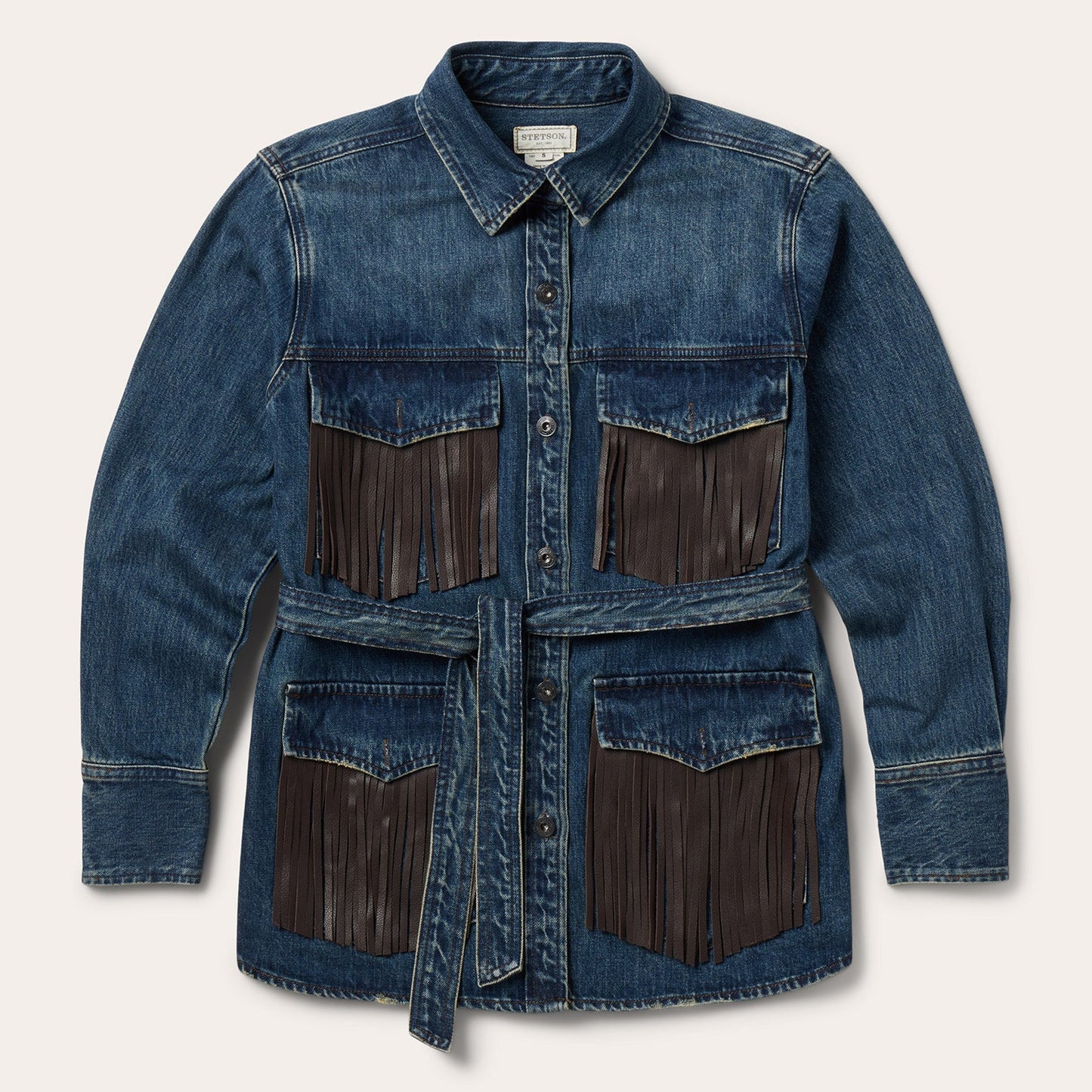 Blue Dark Denim Fringe Jacket / Stetson