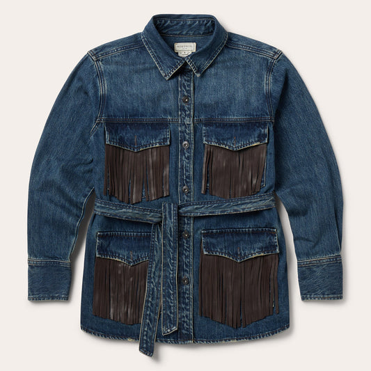Blue Dark Denim Fringe Jacket / Stetson