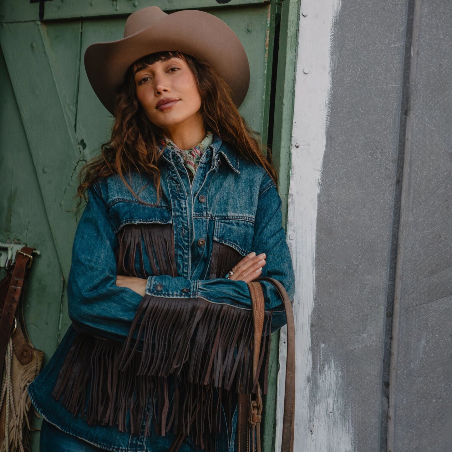 Blue Dark Denim Fringe Jacket / Stetson