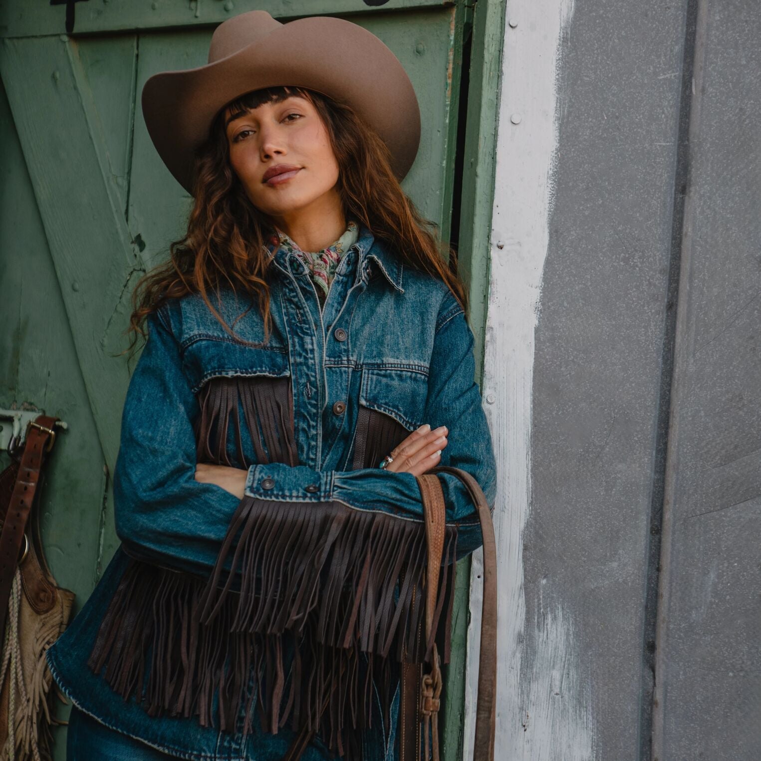 Blue Dark Denim Fringe Jacket / Stetson