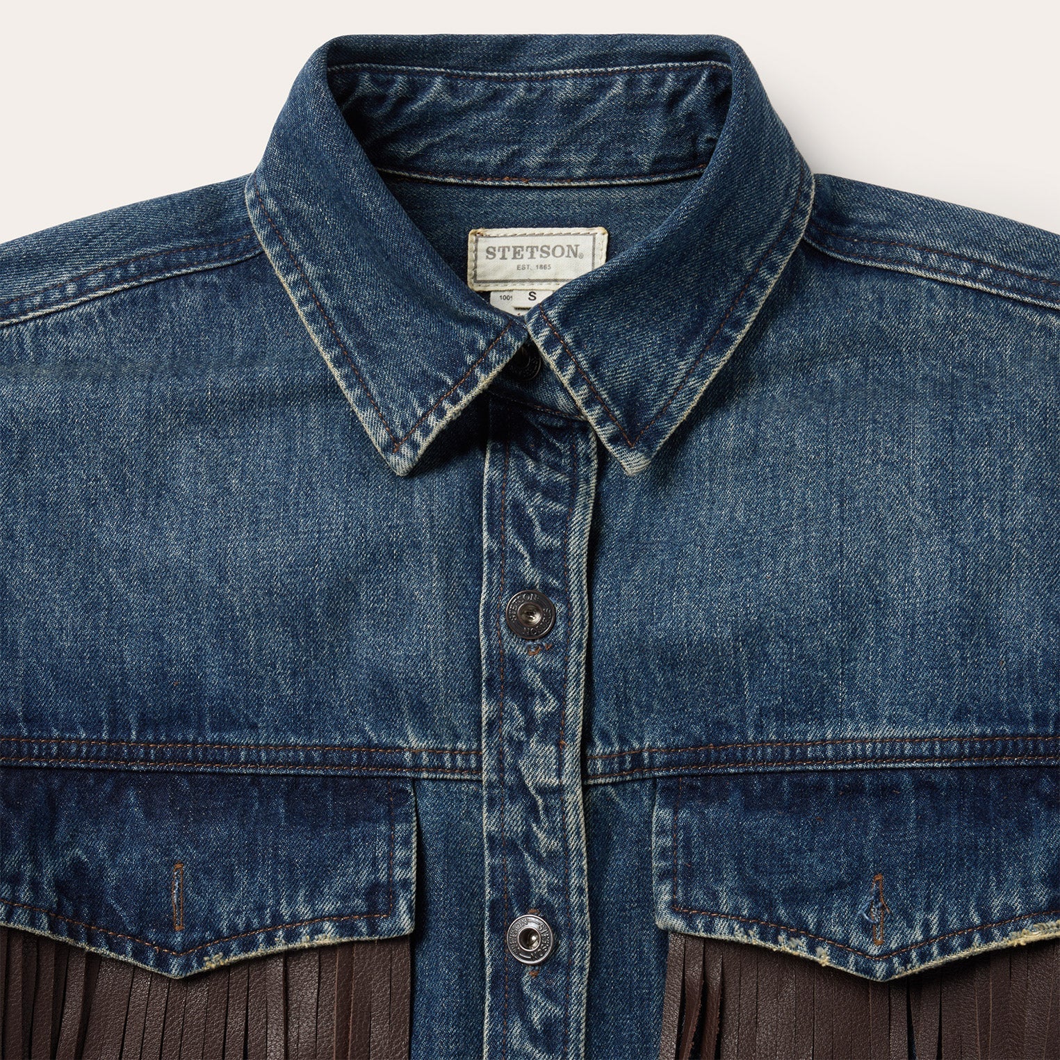 Blue Dark Denim Fringe Jacket / Stetson