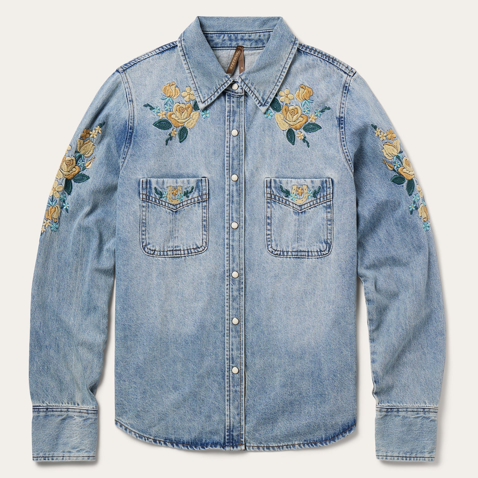 Blue Embroidered Loose Fit Denim Shirt / Stetson
