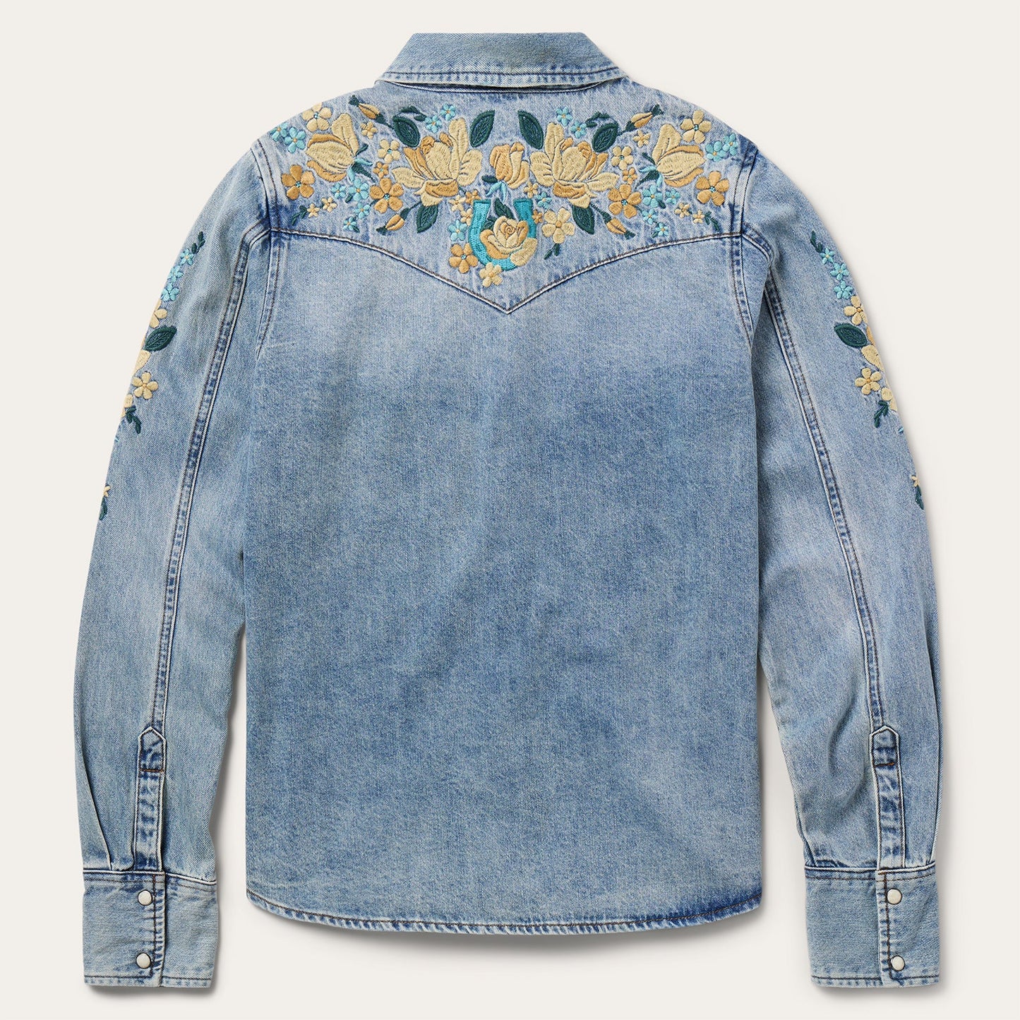 Blue Embroidered Loose Fit Denim Shirt / Stetson