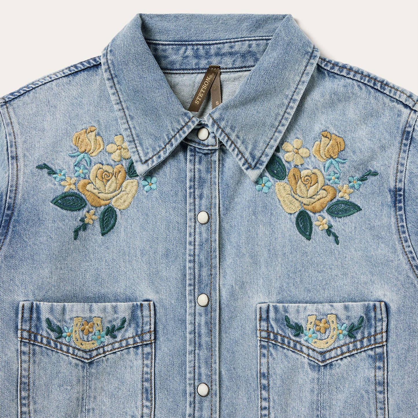 Blue Embroidered Loose Fit Denim Shirt / Stetson