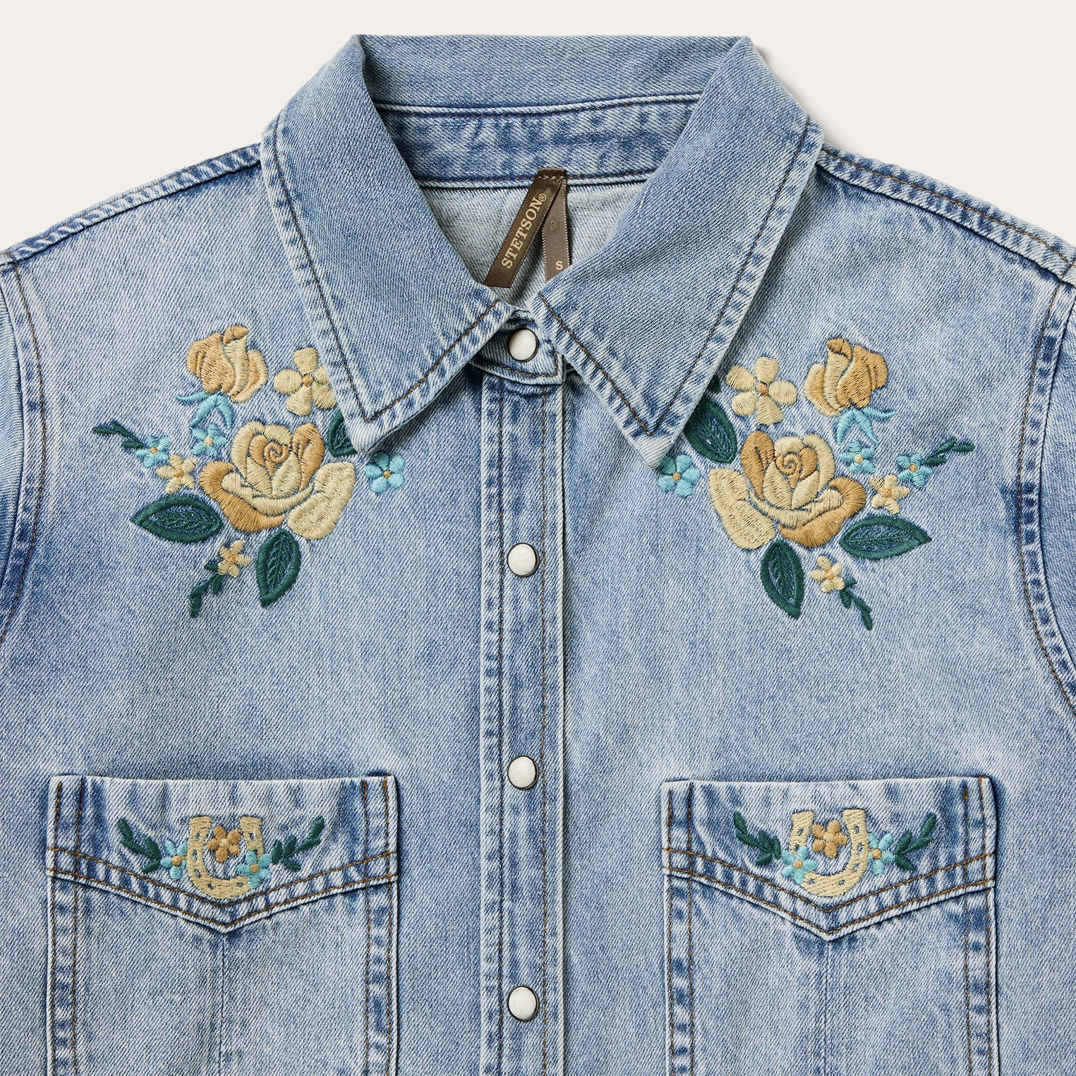 Blue Embroidered Loose Fit Denim Shirt / Stetson