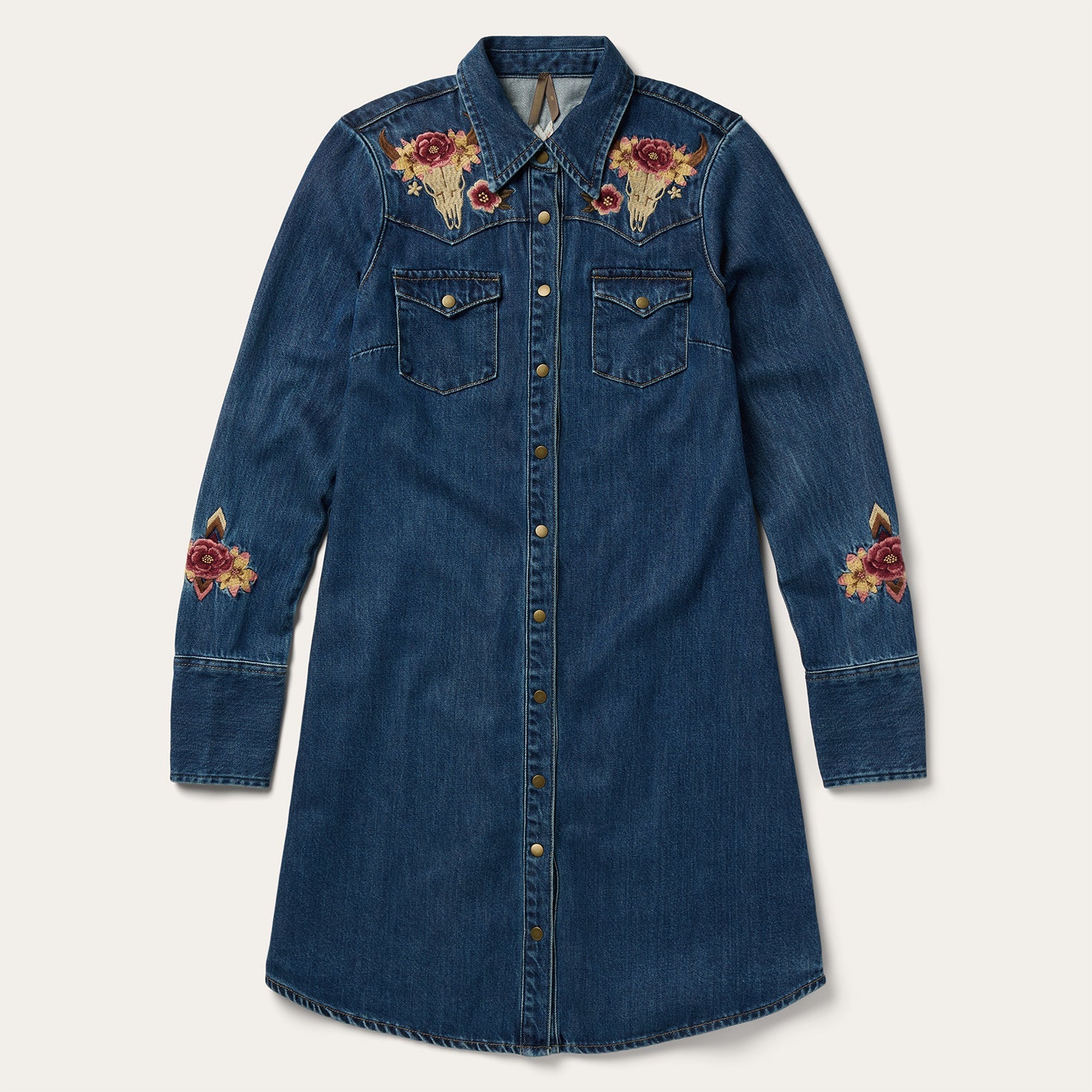 Blue Embroidered Western Shirt Dress / Stetson