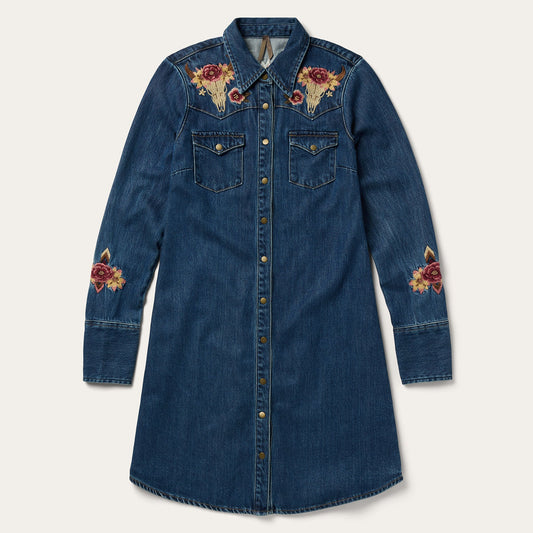 Blue Embroidered Western Shirt Dress / Stetson