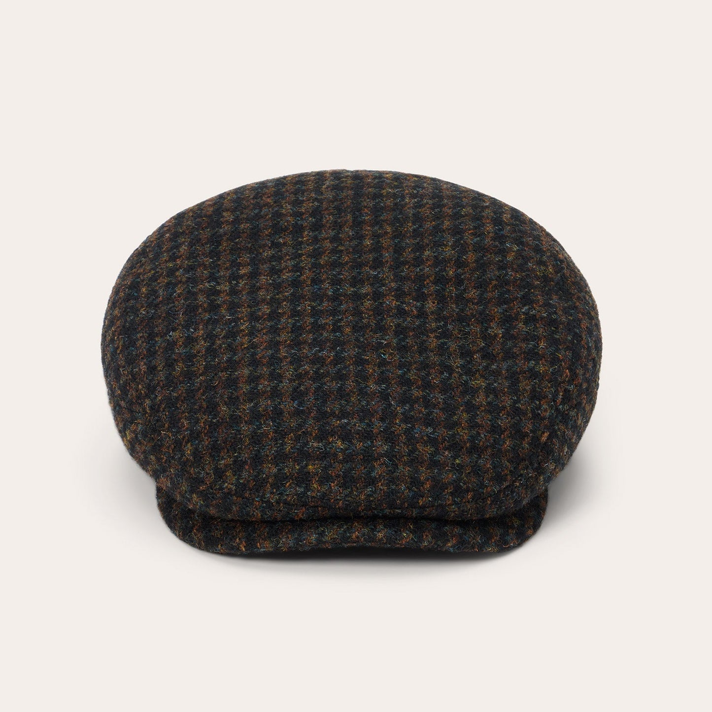 Midnight Blue W/ Brown Shades Harris Tweed Houndstooth Driver Cap / Stetson