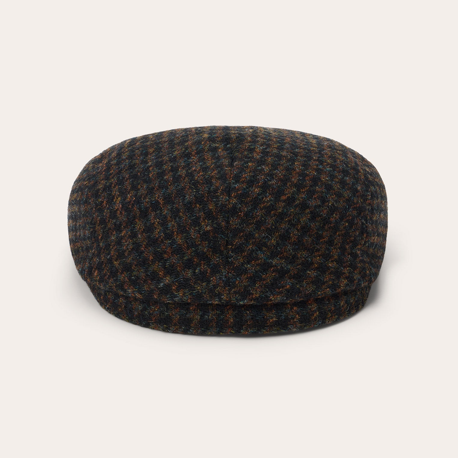 Midnight Blue W/ Brown Shades Harris Tweed Houndstooth Driver Cap / Stetson