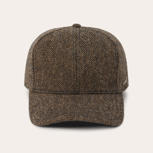 Brown Melange Wool Herringbone Baseball Cap / Stetson