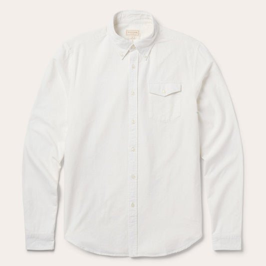 White Peached Oxford Button-Down Shirt / Stetson