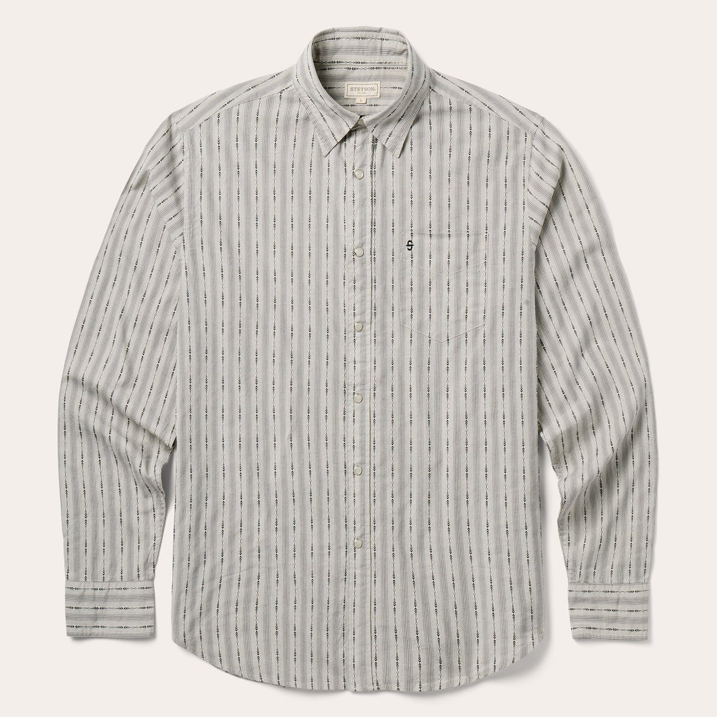 Tan Dobby Stripe Shirt / Stetson