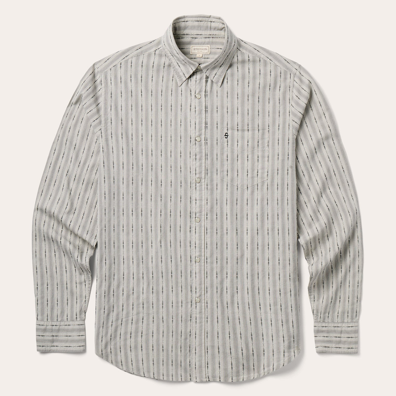 Tan Dobby Stripe Shirt / Stetson