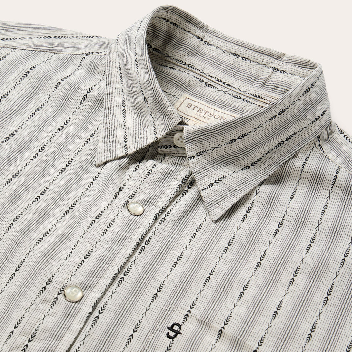 Tan Dobby Stripe Shirt / Stetson