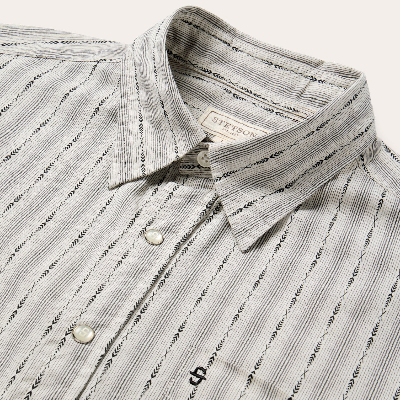 Tan Dobby Stripe Shirt / Stetson