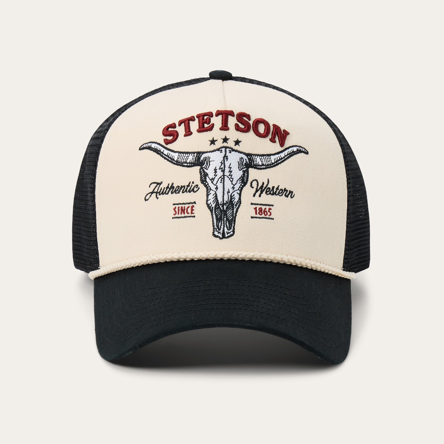 Off White / Black Skull Trucker Hat / Stetson