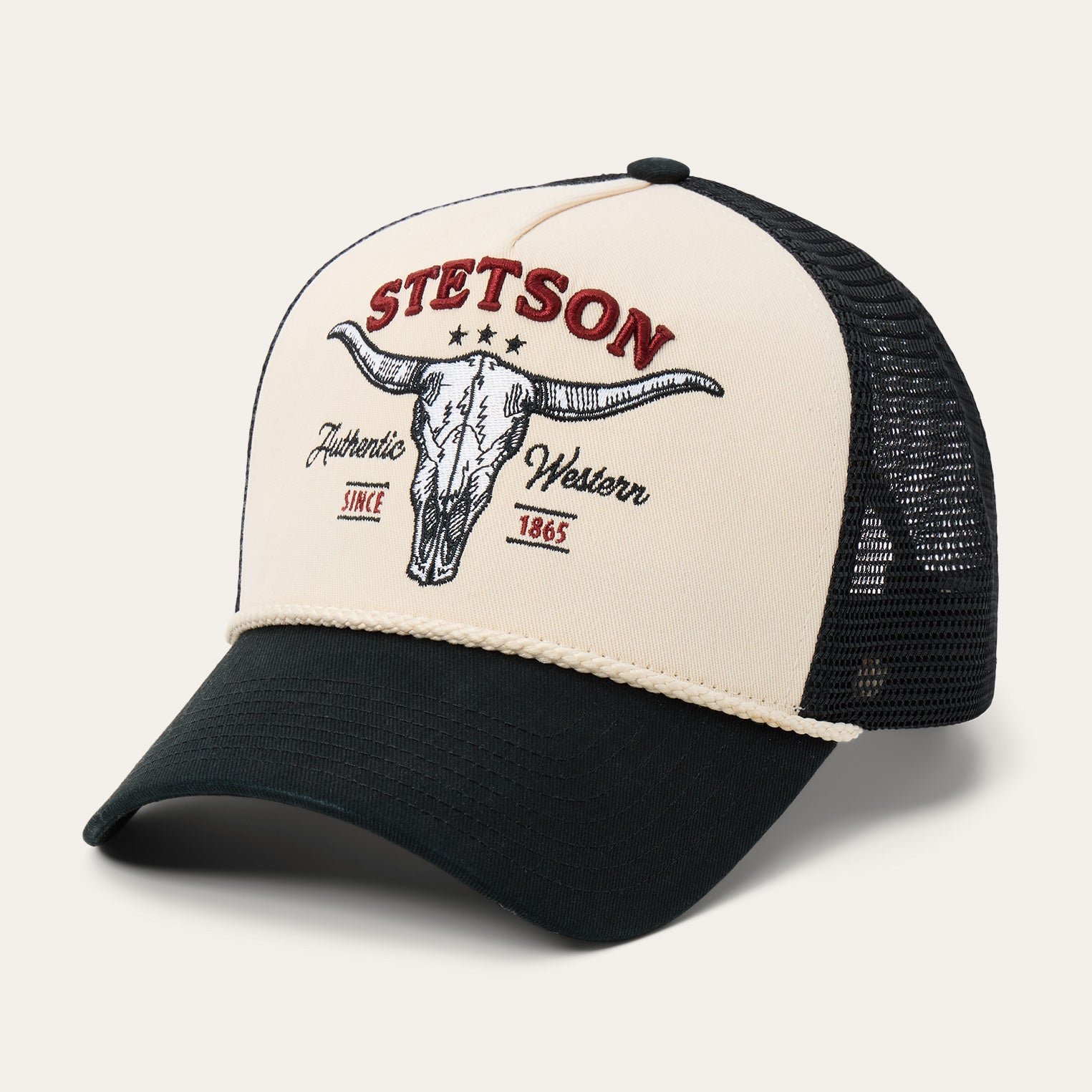 Off White / Black Skull Trucker Hat / Stetson
