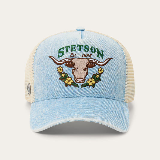 Light Denim Longhorn Trucker Hat / Stetson