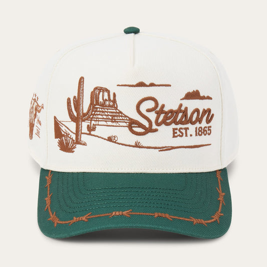 Off White / Green Landscape Trucker Hat / Stetson
