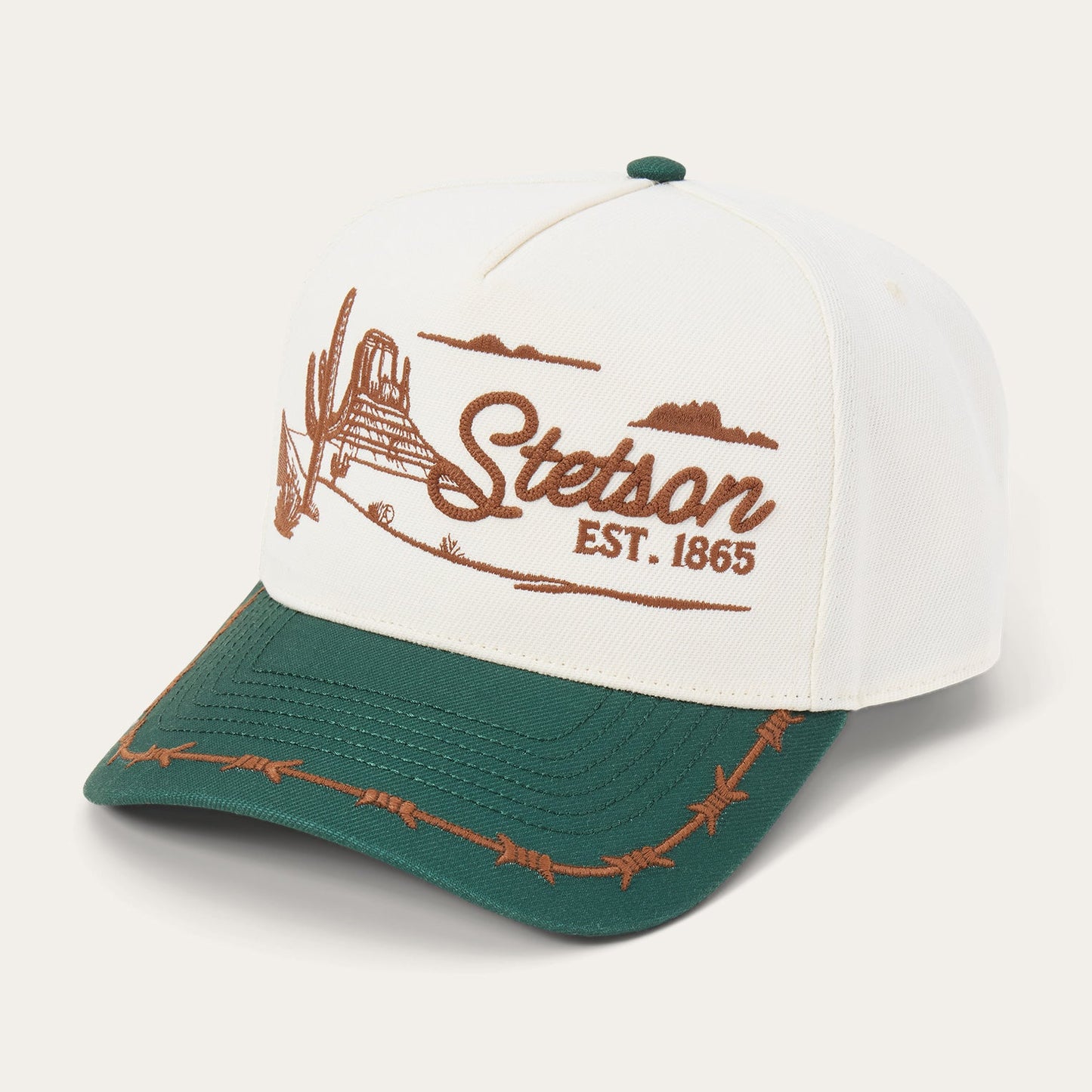 Off White / Green Landscape Trucker Hat / Stetson