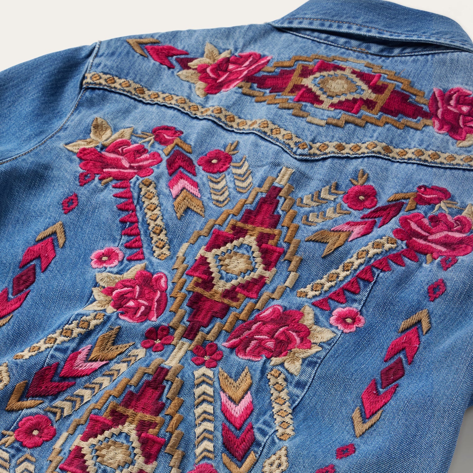 Dark Blue Embroidered Denim Shirt Dress / Stetson