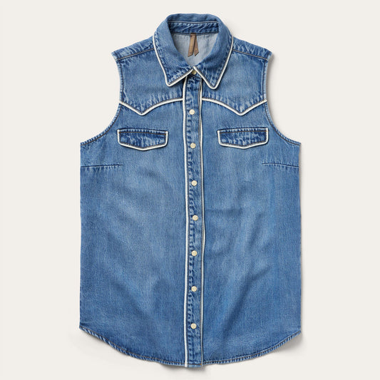 Blue Sleeveless Denim Western Shirt / Stetson