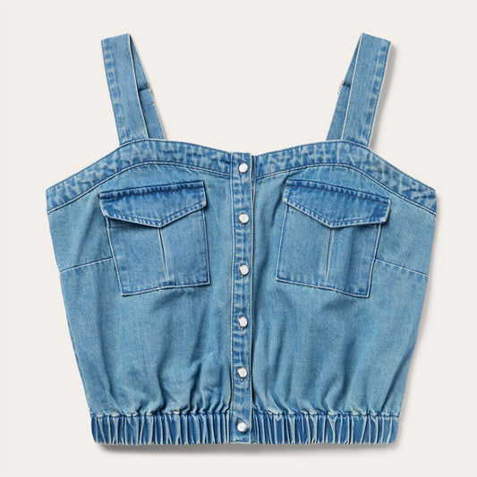 Blue Button Front Denim Tank Top / Stetson
